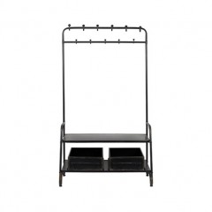 BLACK METAL GARDEROBE STAND WITH 2 BOXES - CABINETS, SHELVES